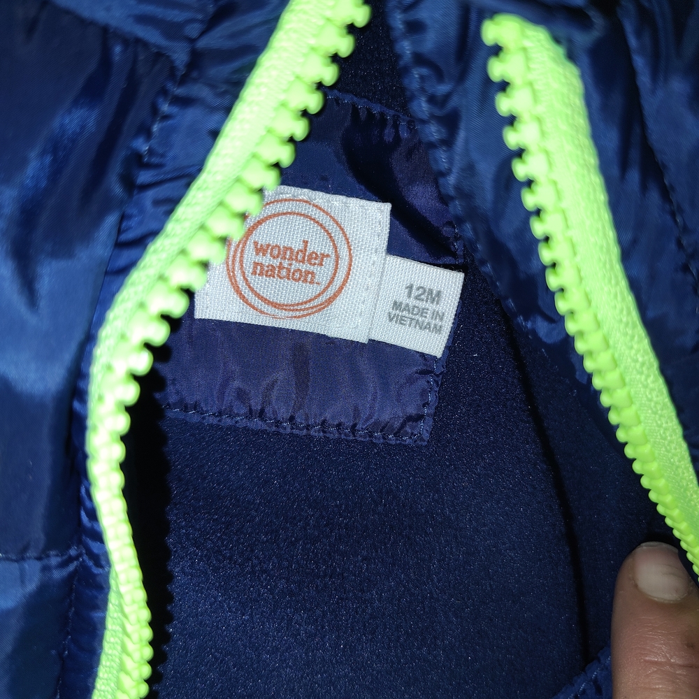 Wonder Nation Navy Jacket with Neon Green Zipper - Picture 2 of 2